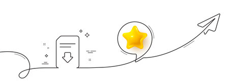 Download Document line icon. Continuous line with share plane. Information File sign. Paper page...