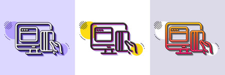 Online Payment methods line icon. Halftone dotted pattern. Gradient icon with grain shadow. Web...