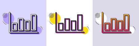 Histogram Column chart line icon. Halftone dotted pattern. Gradient icon with grain shadow....