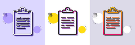 Clipboard document line icon. Halftone dotted pattern. Gradient icon with grain shadow. Agreement...