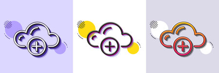 Cloud computing line icon. Halftone dotted pattern. Gradient icon with grain shadow. Internet data storage sign. Add file symbol. Line cloud computing icon. Various designs. Vectorのイラスト素材