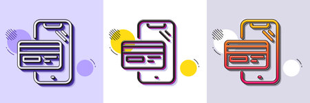 Online shopping line icon. Halftone dotted pattern. Gradient icon with grain shadow. Mobile buying...
