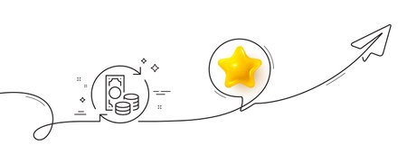 Change money line icon. Continuous line with share plane. Currency exchange sign. Transfer payment...