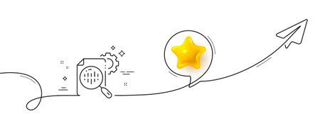 Seo stats line icon. Continuous line with share plane. Settings cogwheel sign. Traffic management...