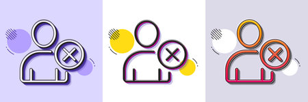 Remove User line icon. Halftone dotted pattern. Gradient icon with grain shadow. Profile Avatar...