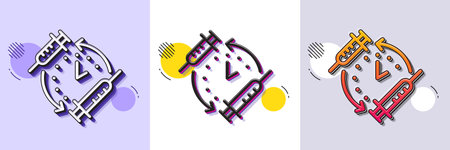 Vaccination schedule line icon. Halftone dotted pattern. Gradient icon with grain shadow. Vaccine...
