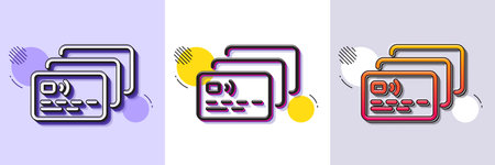 Credit card line icon. Halftone dotted pattern. Gradient icon with grain shadow. Bank money payment...