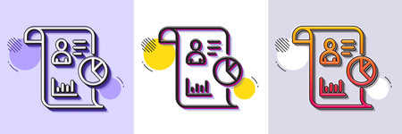 Report line icon. Halftone dotted pattern. Gradient icon with grain shadow. Business management...