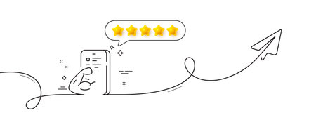 Fitness line icon. Continuous line with share plane. Online exercise sign. Live coach symbol. Five...