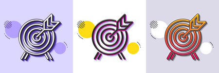 Archery line icon. Halftone dotted pattern. Gradient icon with grain shadow. Amusement park...