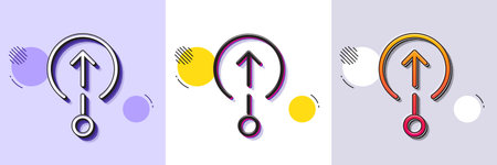 Swipe up line icon. Halftone dotted pattern. Gradient icon with grain shadow. Scrolling arrow sign....