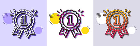 Reward Medal line icon. Halftone dotted pattern. Gradient icon with grain shadow. Winner achievement...