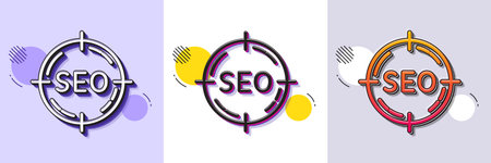 Seo target line icon. Halftone dotted pattern. Gradient icon with grain shadow. Search engine optimization sign. Aim symbol. Line seo icon. Various designs. Vectorのイラスト素材