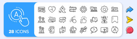 UX line icons. Interest rate, AI generate, Inflation icons. Set of AB testing, Journey path map and...