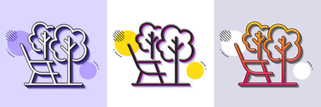 Deckchair line icon. Halftone dotted pattern. Gradient icon with grain shadow. Chair furniture sign....