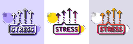 Stress grows line icon. Halftone dotted pattern. Gradient icon with grain shadow. Anxiety depression...