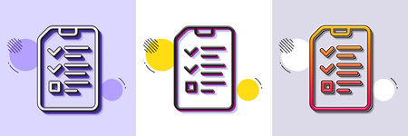 Checklist Document line icon. Halftone dotted pattern. Gradient icon with grain shadow. Information...