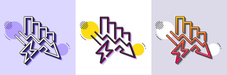 Saving electricity line icon. Halftone dotted pattern. Gradient icon with grain shadow. Electric...