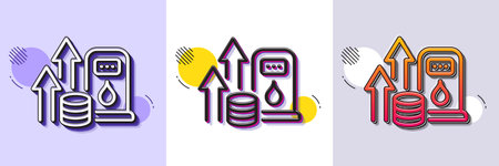 Fuel prices line icon. Halftone dotted pattern. Gradient icon with grain shadow. Petrol price sign....