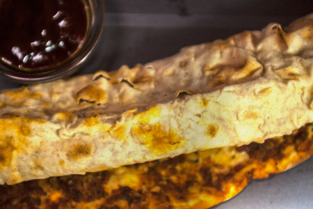 Lahmacun  pide  board isolated on a  backgroundの写真素材