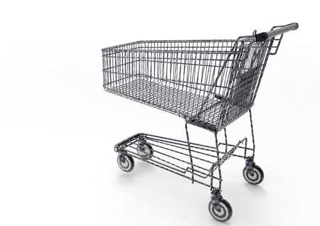 Shopping cart with 3D renderの写真素材