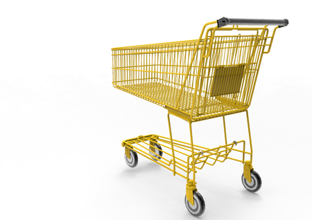 Shopping cart with 3D renderの写真素材