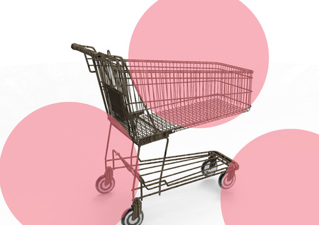 Shopping cart with 3D renderの写真素材
