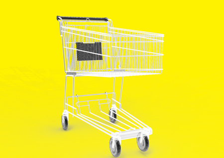 Shopping cart with 3D renderの写真素材