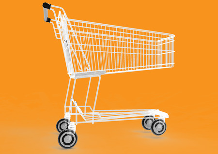 Shopping cart with 3D renderの写真素材