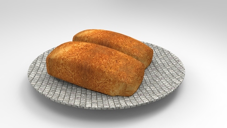 3D plate on bread render isolateの写真素材