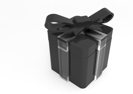 3D render isolate ribbon wrapped gift packageの写真素材