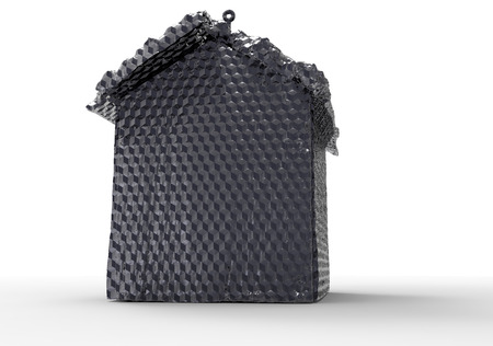 3D render isolate bird house / wooden houseの写真素材