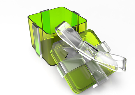 3D render isolate ribbon wrapped gift packageの写真素材