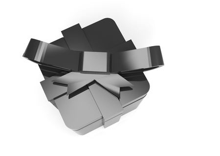 3D render isolate ribbon wrapped gift packageの写真素材