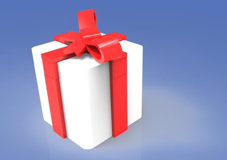 3D render isolate ribbon wrapped gift packageの写真素材