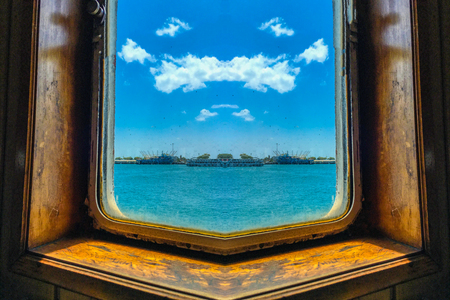 Ship and sea backgroundの写真素材