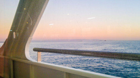 Ship and sea backgroundの写真素材