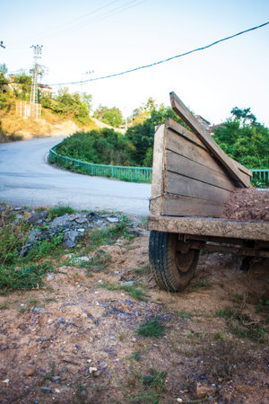 wooden trailer in the garden