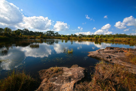 Lake and Sky with Reflectionの写真素材