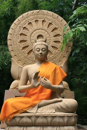 Stone Sculpture of Buddha with Hand Signの写真素材