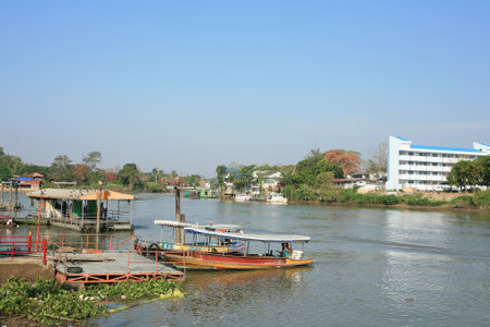 Domestic ferry port in Chao phraya river at Ayutthaya province, Thailandのeditorial素材