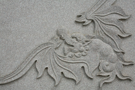 Ornament  detailed sculpture of dragon with wingsのeditorial素材