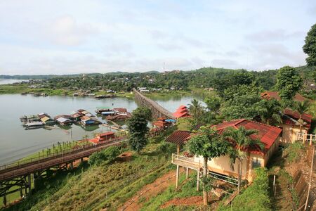 Bird s eye view of Sangklaburi cityscape in Kanchanaburi province, Thailand の写真素材