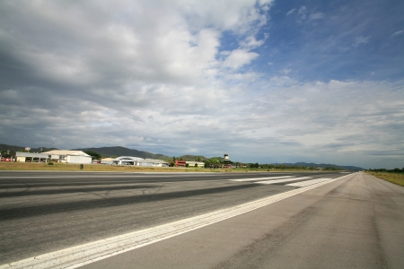 Air transportation  runway of Hua Hin airport in Prachuap Khiri Khan Province, Thailandの写真素材