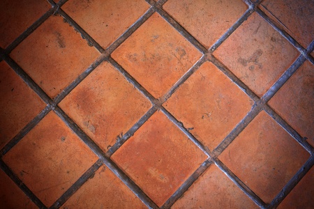 Closeup orange clay tile pavementの写真素材