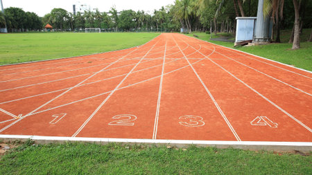 Start Lanes one to four of the red running track