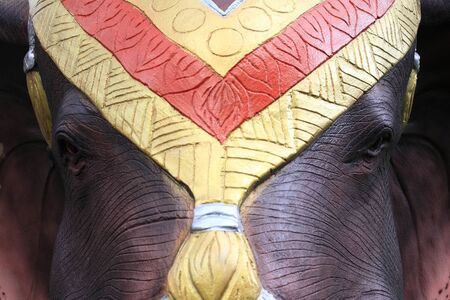 Closeup of elephant face statueの写真素材
