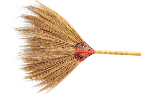 Closeup broom isolated on white backgroundの写真素材