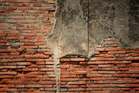 Textured  old weathered brick wall fragment