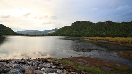 Scenic of Tha Tung Na Dam in Kanchanaburi province, Thailandの写真素材
